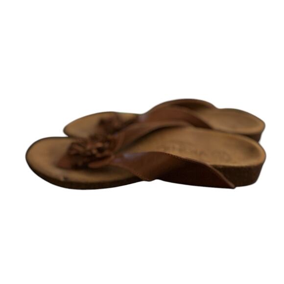 Vionic Rosario Sz6 Orthaheel  Spain Tan Leather Comfort Slides Sandals Shoes - Picture 4 of 8